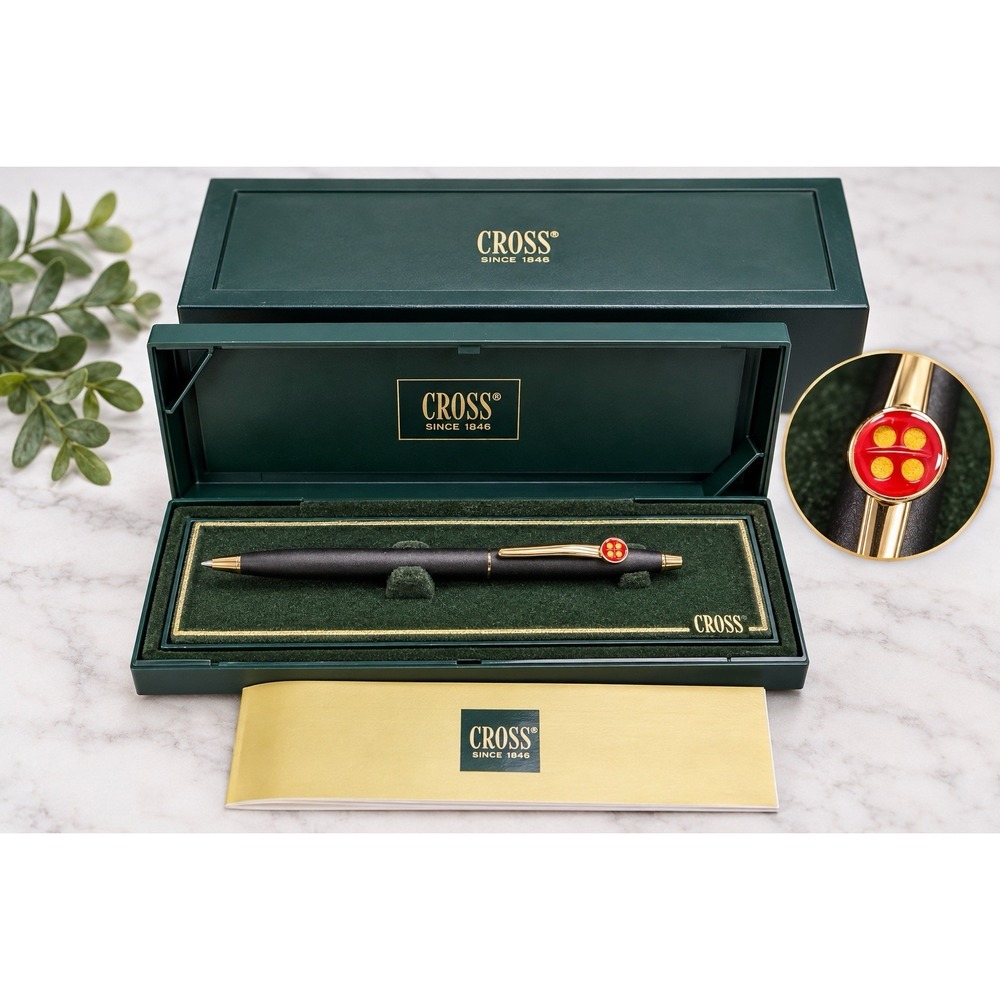 Vintage Cross Classic Century 2502 Black Gold Ballpoint Pen Red 4 Dot Logo Box